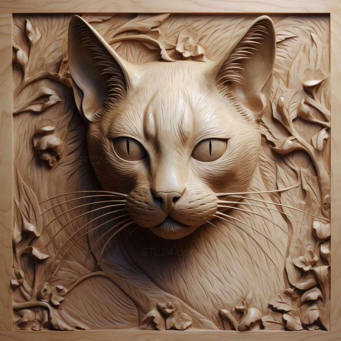 Природа и животные (Сиамская кошка 2, NATURE_3966) 3D модель для ЧПУ станка